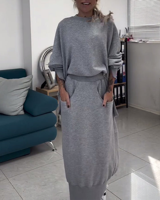 Sweatshirt & Nederdel Sæt Sammenhørende