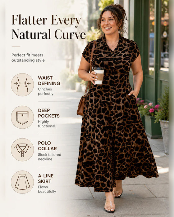 Kjole Afslappet Leopard Maxi