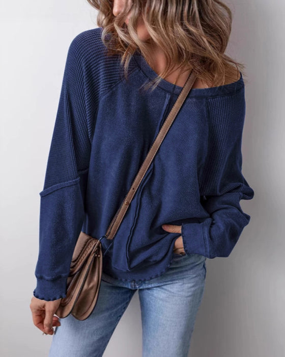 Sweatshirts Omvendt Søm Patchwork Casual