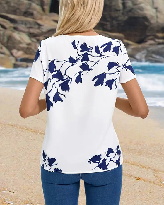 T-shirt afslappet rundhals uregelmæssig tryk