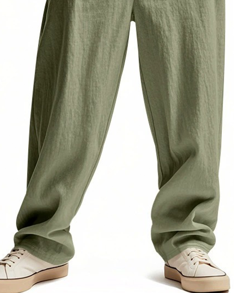 Bukser Casual Ensfarvet Lige Ben