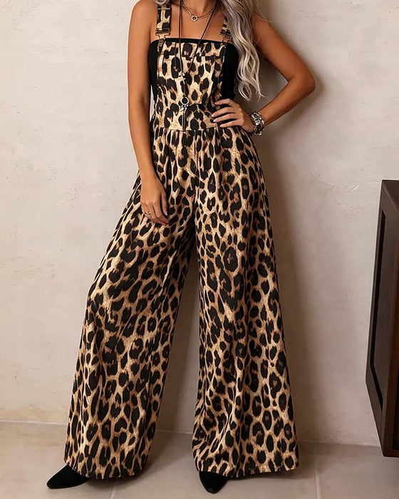 Jumpsuit Leopard Høj Talje Bred Ben Seler