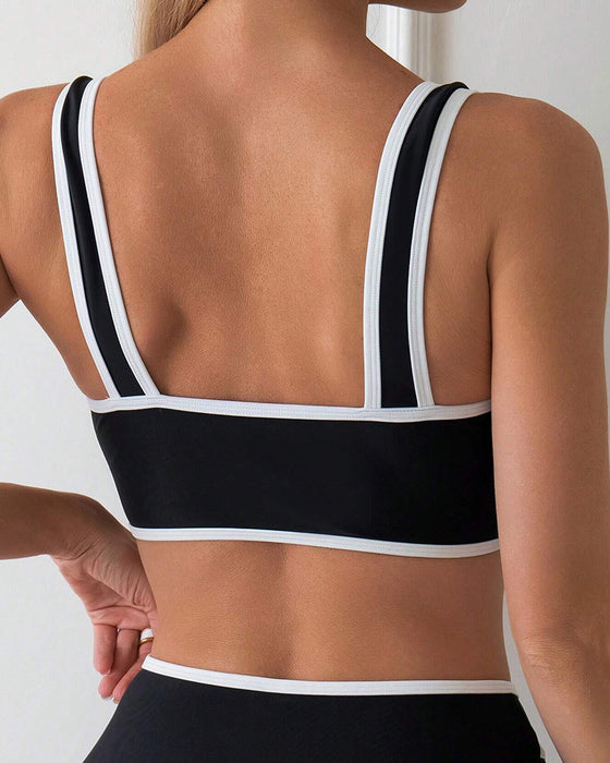 Badedragt Todelt Stribet Farveblok Bikini