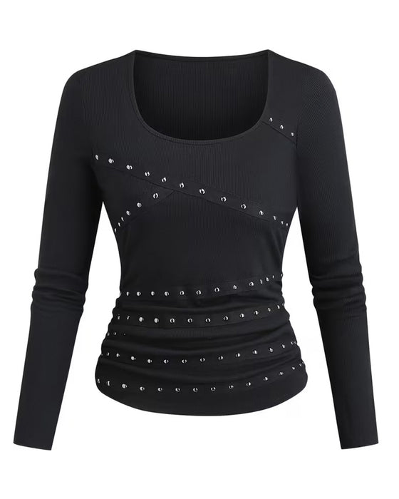 Bluse Stilfuld U-Hals Figursyet