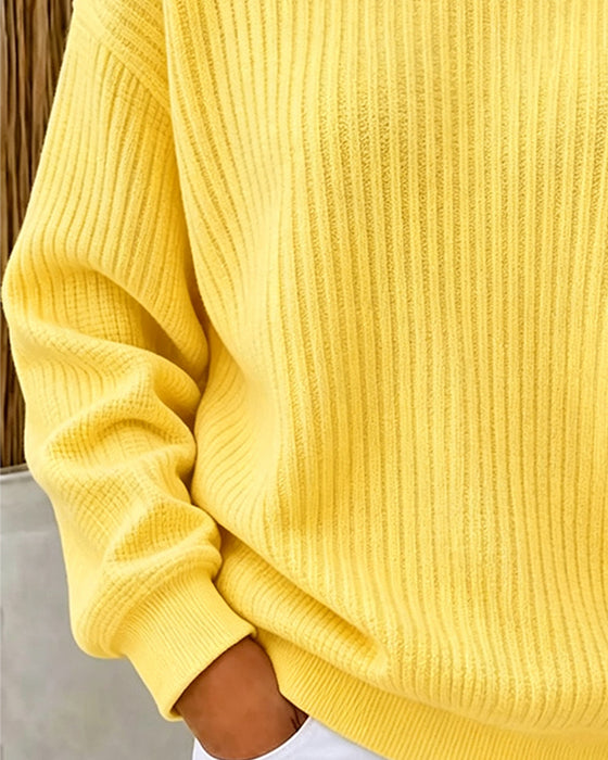 Sweatshirt Casual Ensfarvet Lang Ærme