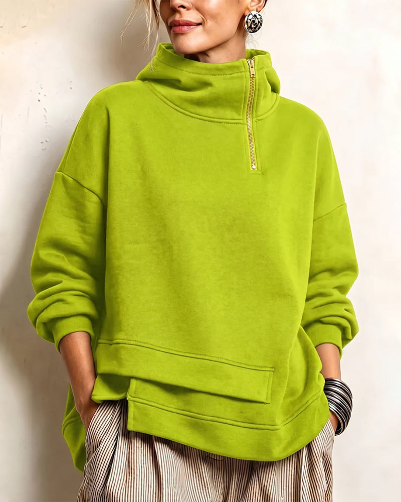 Sweatshirt Turtleneck Lynlås Uregelmæssig