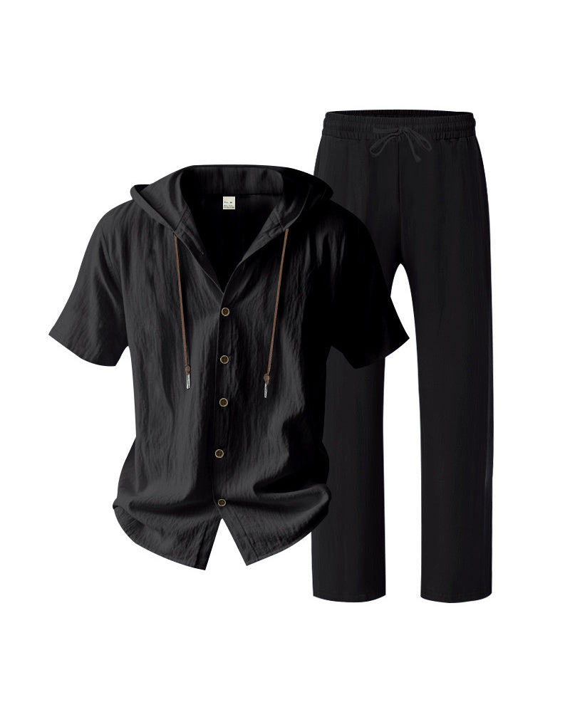 Herre Letvægt Hætte Todelt Sæt Til Sommer Casual Beklædning