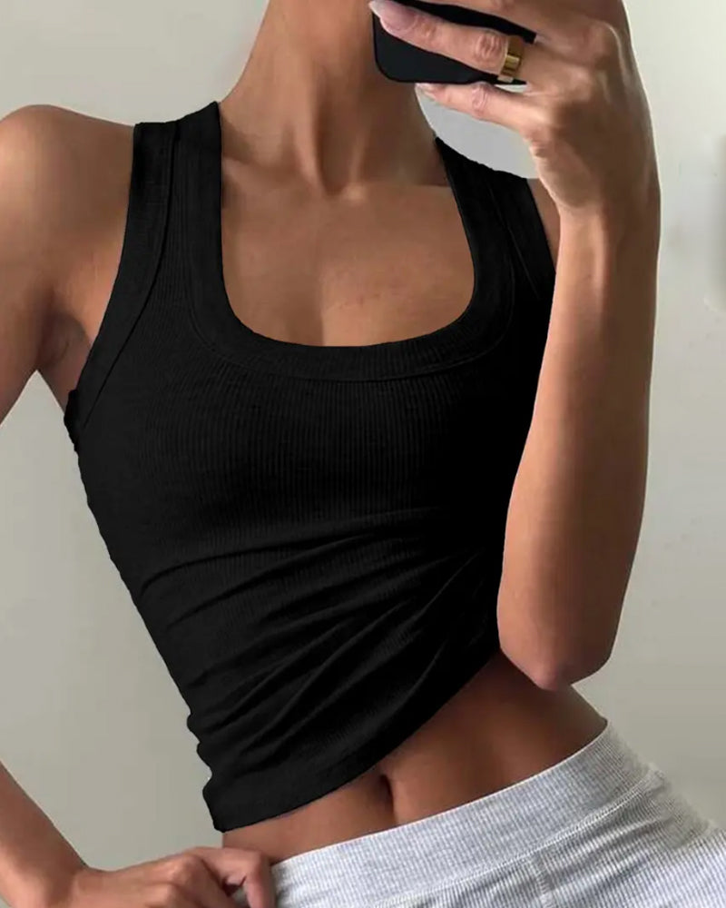 Tanktop U-Formet Firkantet Halsudskæring Slim-Fit