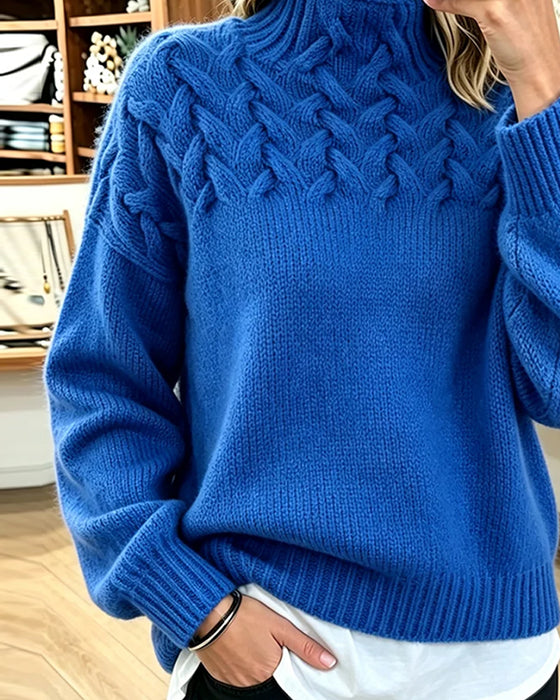 Pullover Ensfarvet Casual Lang Ærme