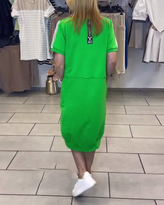 Kjole Korte Ærmer Printet Lige