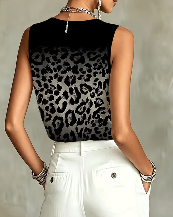 Tank Top Ombre Leopard Ærmeløs