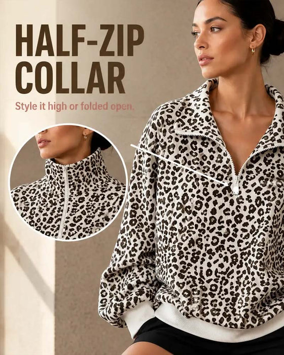 Sweatshirt Lynlås Leopard Casual