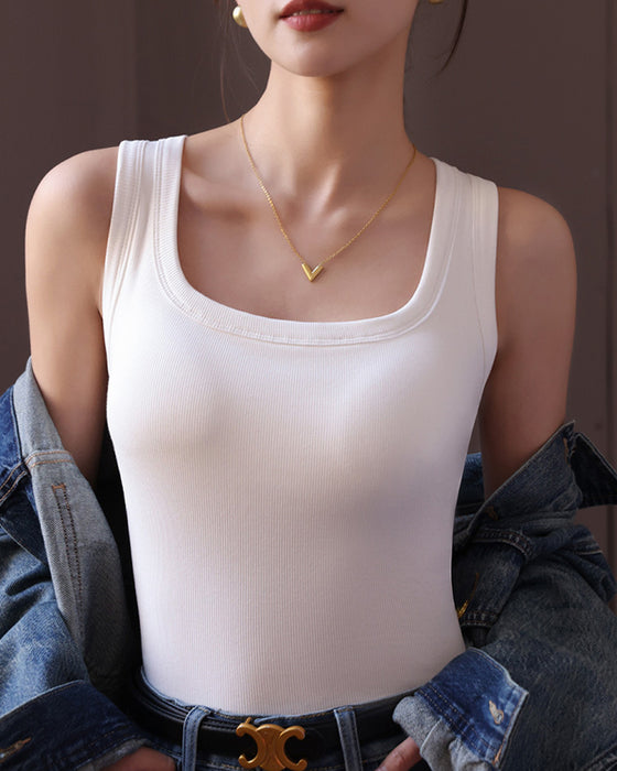 Ærmeløs Top I Ensfarvet Med Indbygget Bh