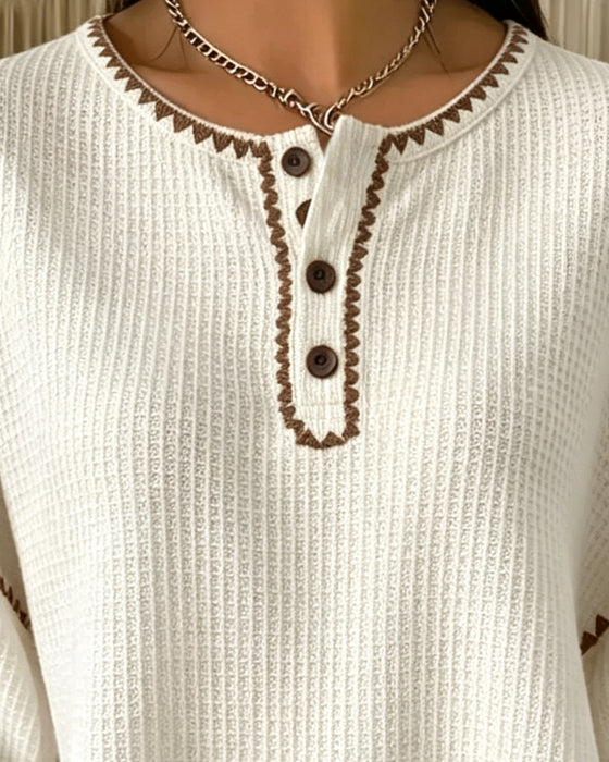 Sweatshirt Rundhalset Knap Casual