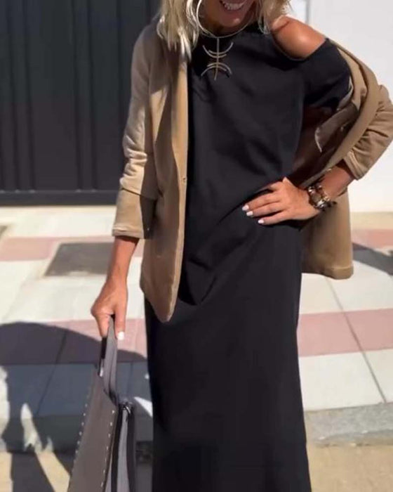 Kjole Fashion Casual Skulderfri Slank