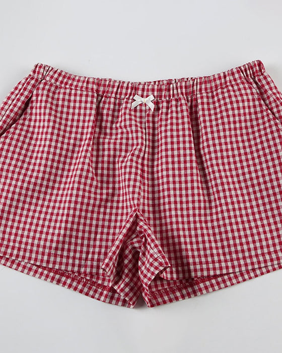 Shorts casual med ternet elastik