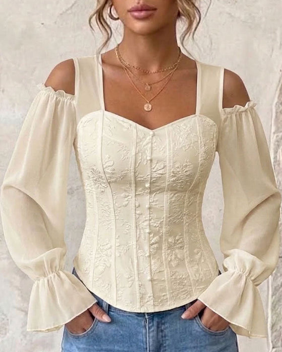 Bluse Off-Shoulder Lang Ærme Talje