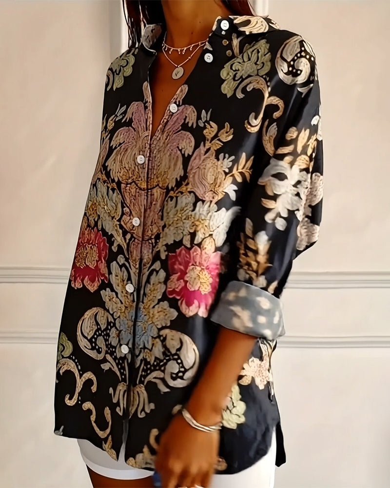 Skjorte Krave Trykt Knaphul