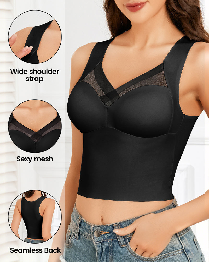 Tank Top Mesh-Splicing Indbygget Bh