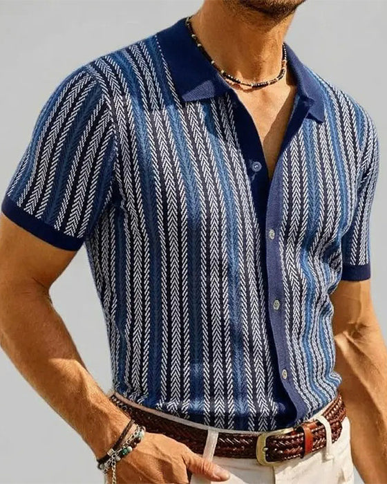 T-Shirt Revers Herre Kort Ærme Knap