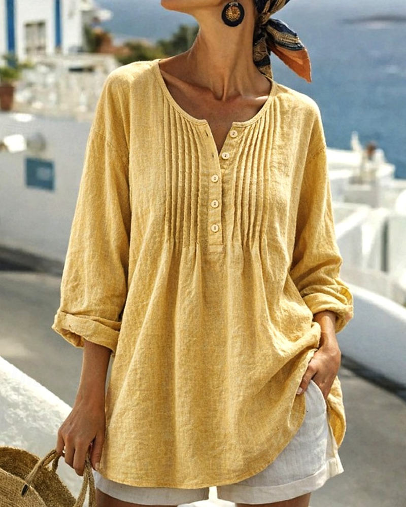 Bluse Plisseret Mellemlang Casual