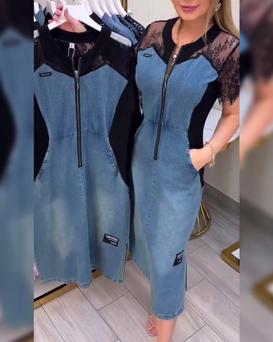 Kjole Med Blonderærmer Og Fashiondesign