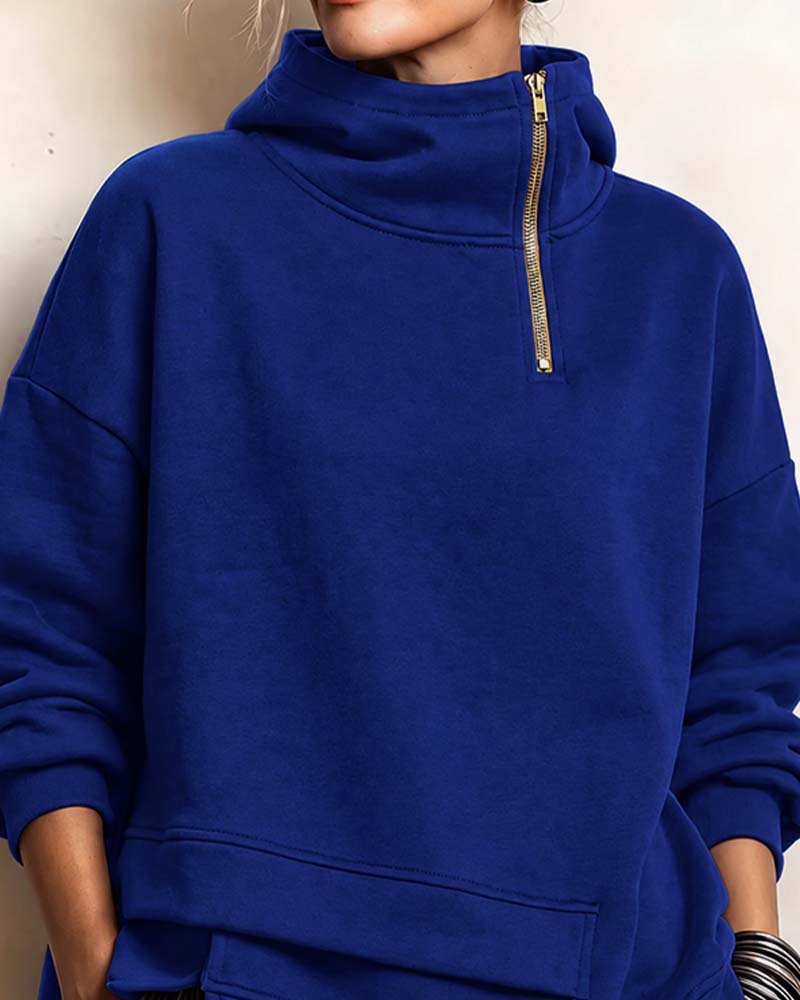 Sweatshirt Turtleneck Lynlås Uregelmæssig