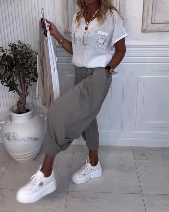 Bukser Ensfarvede Bloomers Casual