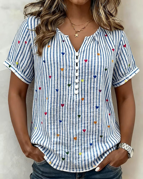 Bluse Puffærme Hjertestrejf