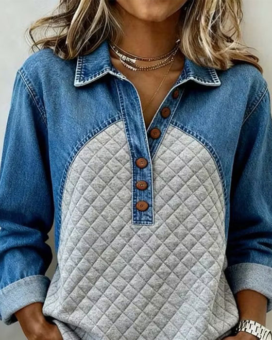 Sweatshirt Denim Patchwork Stilfuld