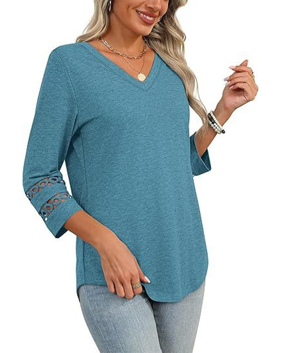 V-Hals T-shirt Med Hullet Krage Design