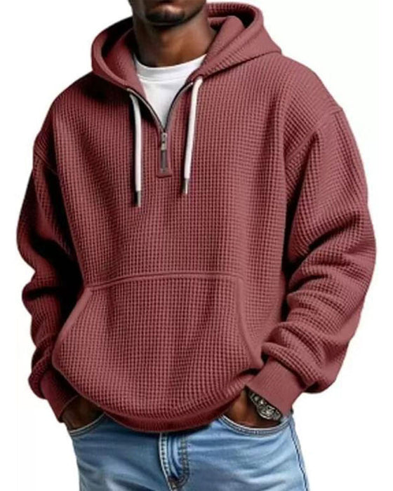Hoodie Herre Ensfarvet Lynlås Pullover