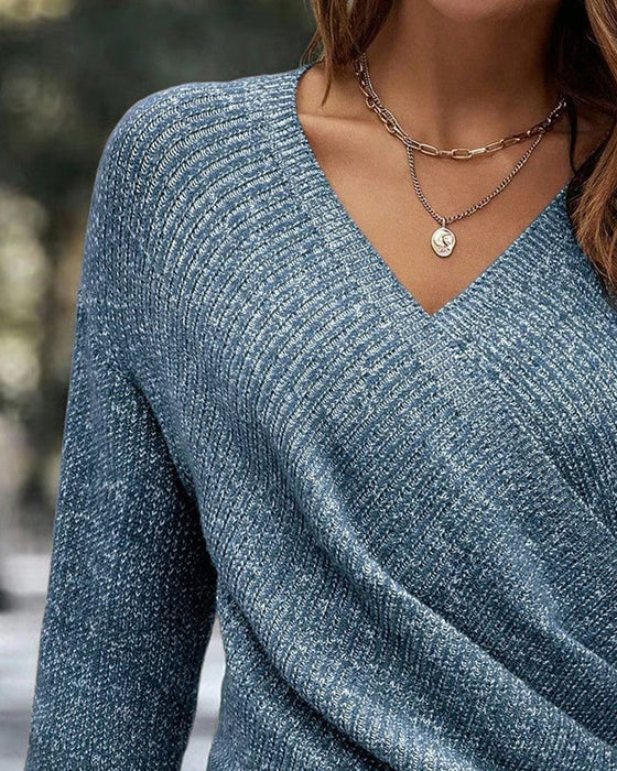 Sweater Elegant V-Hals Rynket