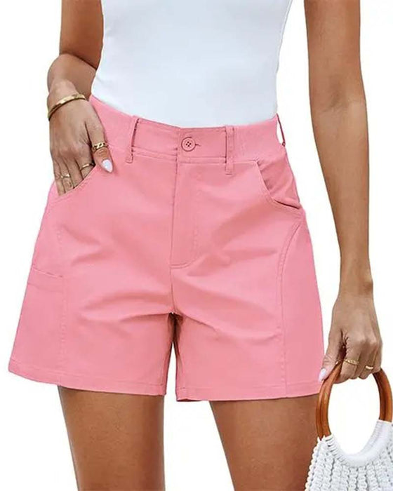 Shorts Med Lommer Knap Ensfarvet