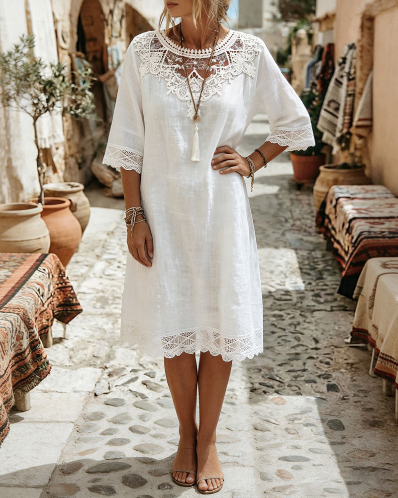 Kjole Blonder Casual Midi