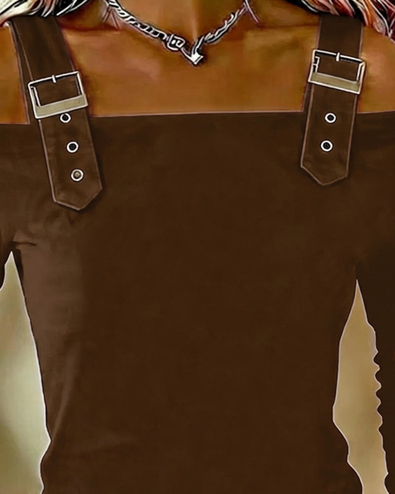 Top Lang Ærme Off-Shoulder Kamisol