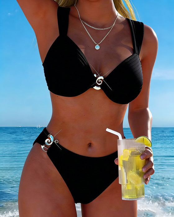 Bikini Vertikalt Mønster Metalspænde Opdelt