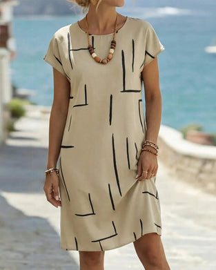 Kjole Dame Sommer Casual Tryk Rund Hals