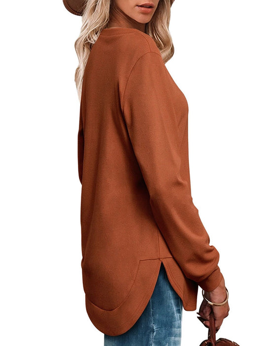 Sweatshirt Rund Hals Buet Kant Ensfarvet