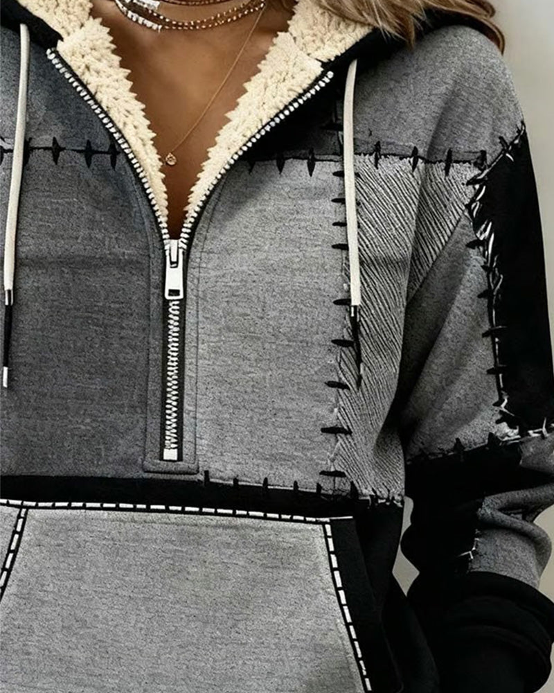 Hættetrøje Med Halvlås Og Lomme