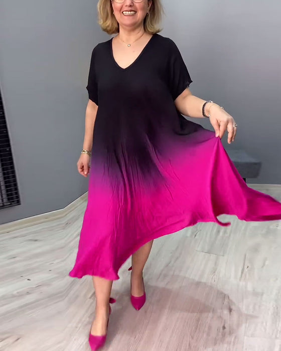 Afslappet plisseret ombre kjole