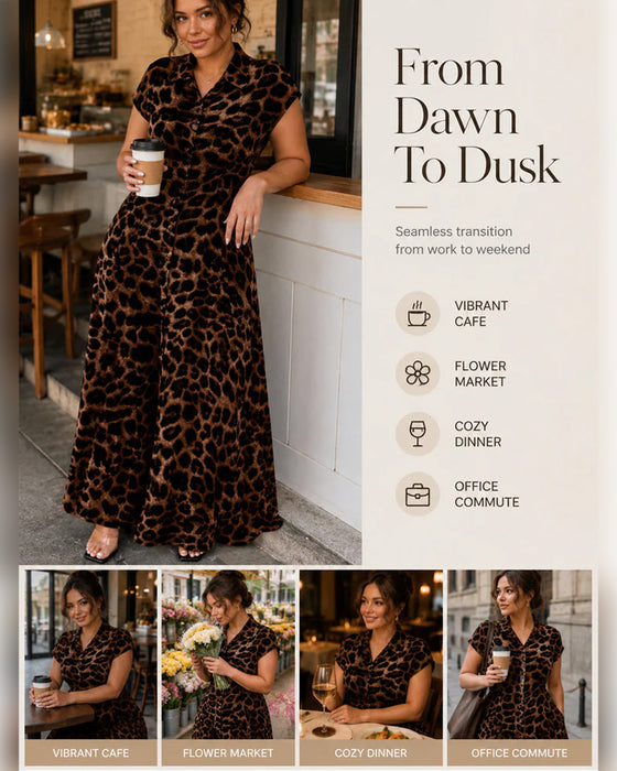 Kjole Afslappet Leopard Maxi