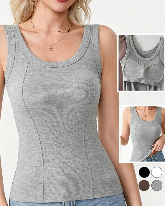 Cami‑Top Solid Farve Med Indbygget Bh