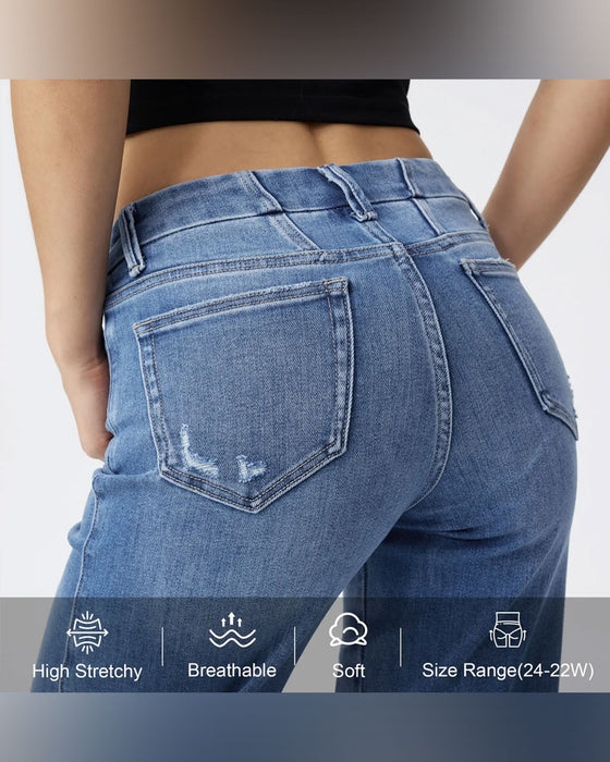 Jeans Lomme Knap Bredt Ben