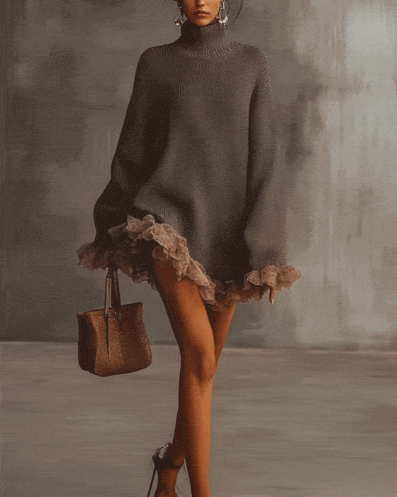 Set Med Elegant Stil, Pullover Lag Och Camisole Kjole