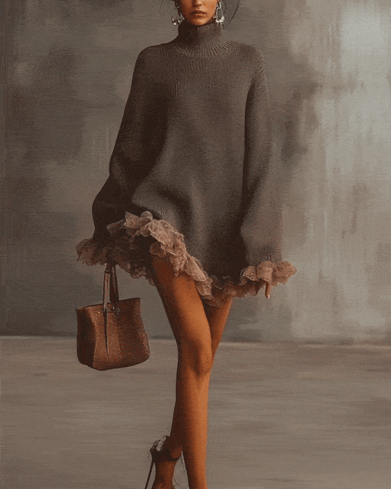 Set Med Elegant Stil, Pullover Lag Och Camisole Kjole