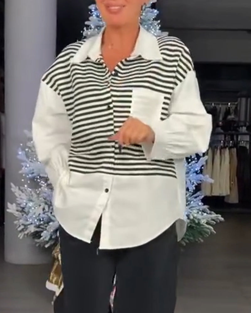 Skjorte Stribet Knaphals