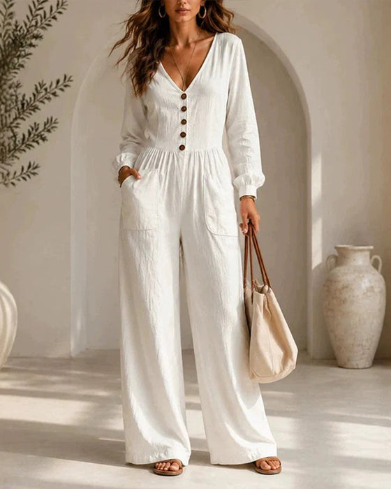 Jumpsuit Casual Lomme Lang Ærme