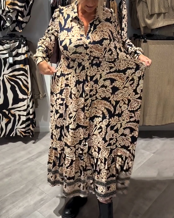 Modekjole Med Reverskrave Og Print