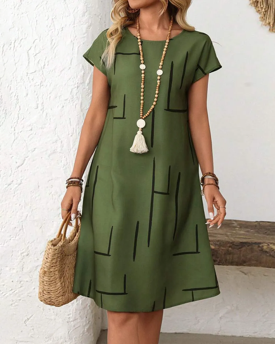 Kjole Dame Sommer Casual Tryk Rund Hals